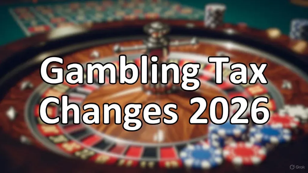 Gambling Tax Changes 2026 - Banner with roulette wheel.