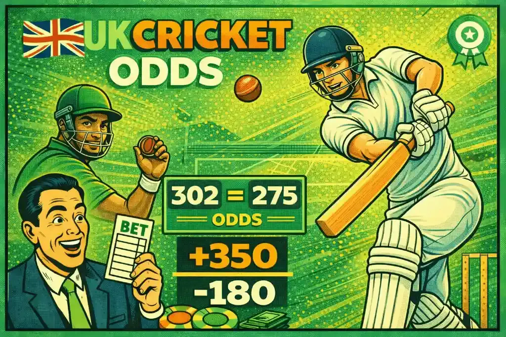 UK Cricket Odds - Banner with players and stats