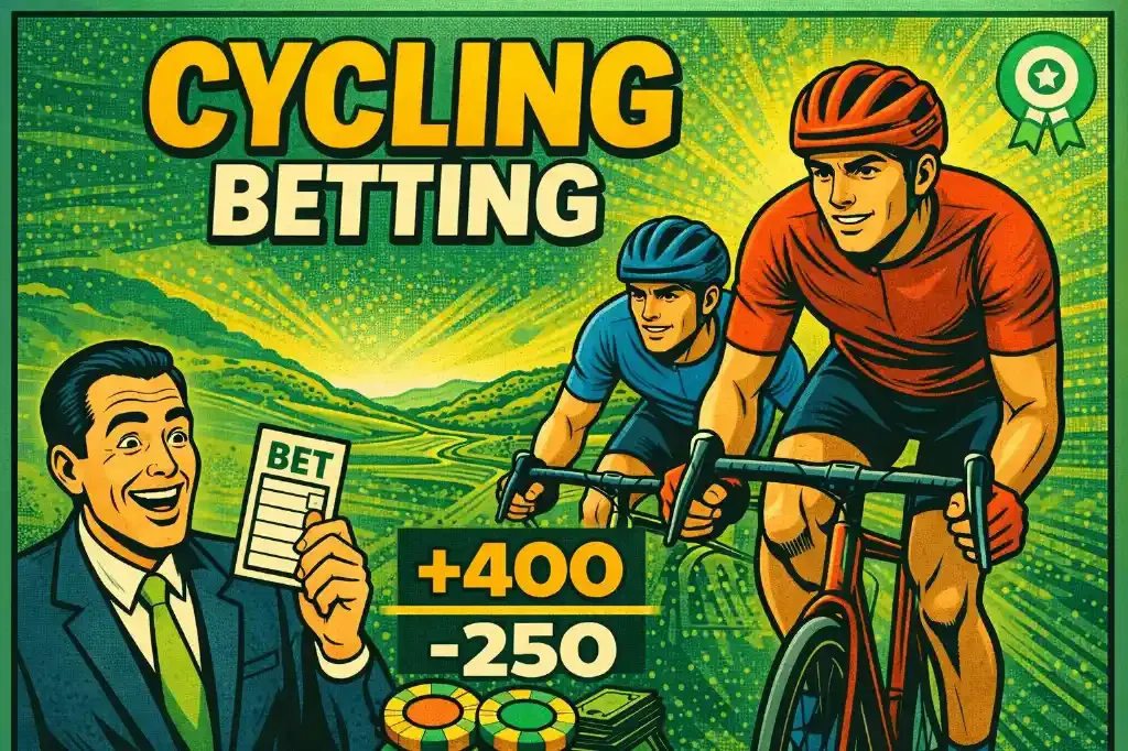 Cycling Betting - Banner with cyclists and odds.