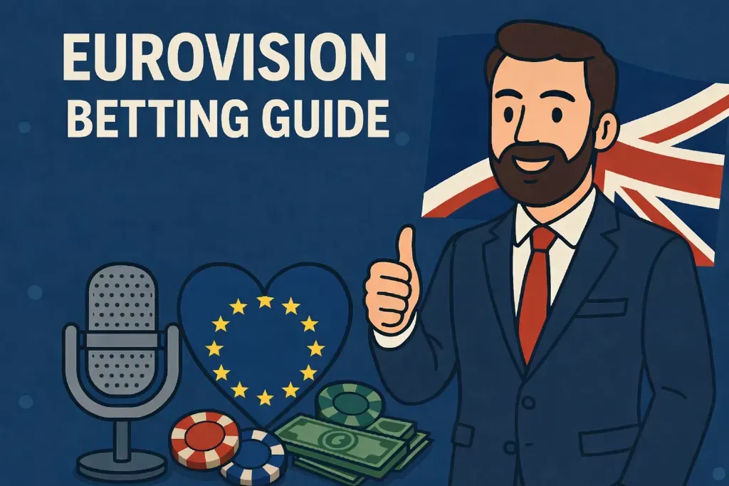 Eurovision Betting Guide - Banner with a host.