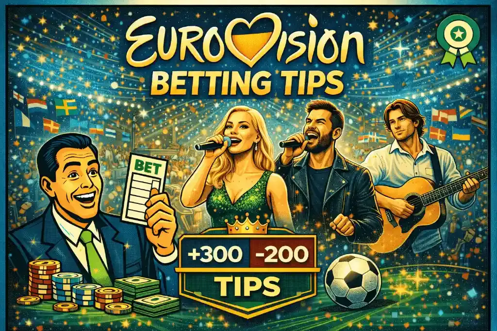 Eurovision Betting Tips - Banner with performers and odds.