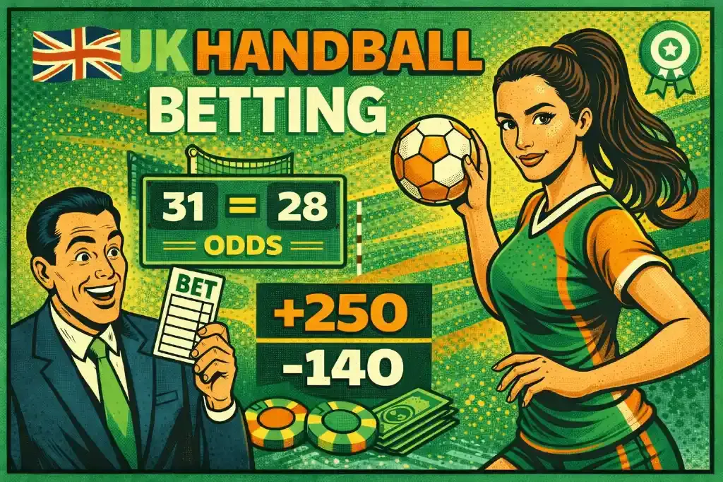 UK Handball Betting - Banner with odds and players.