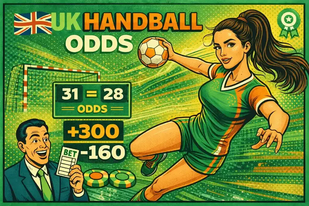UK Handball Betting Odds - Graphic with player action.