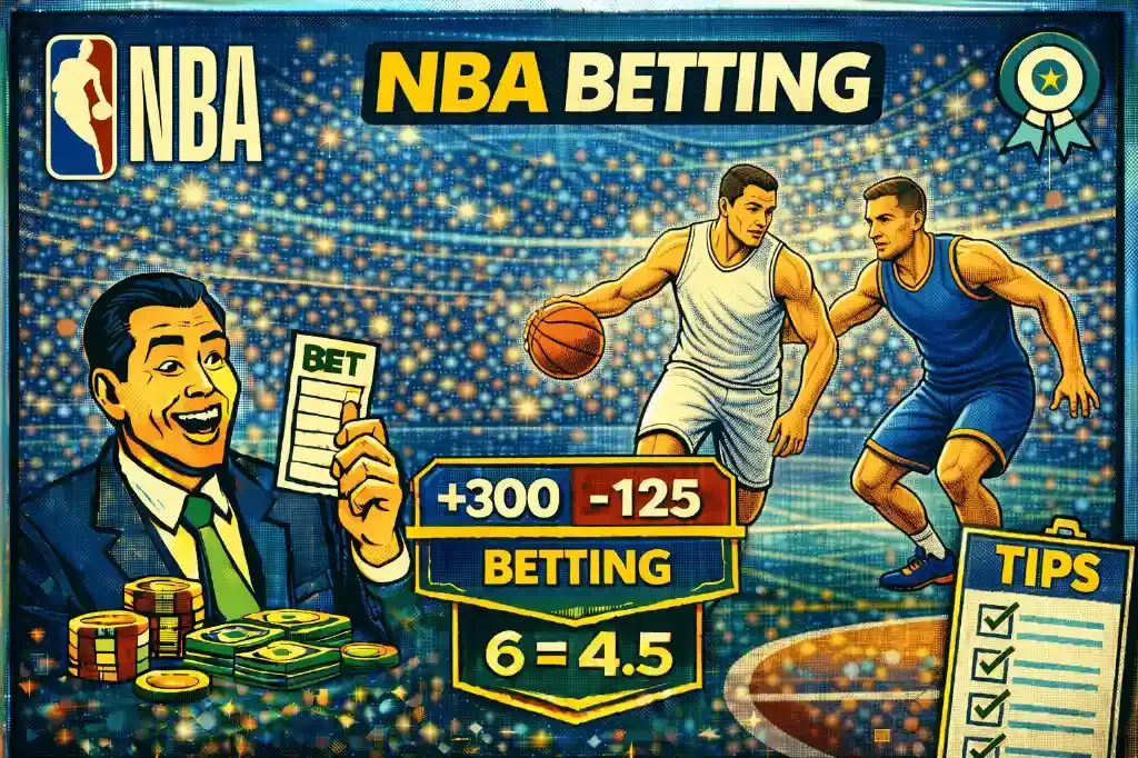 NBA Betting - Banner with betting tips and players.