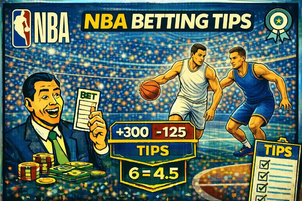 NBA Betting Tips - Banner with betting advice and players.