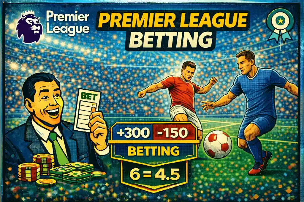 Premier League Betting - Banner with football action.