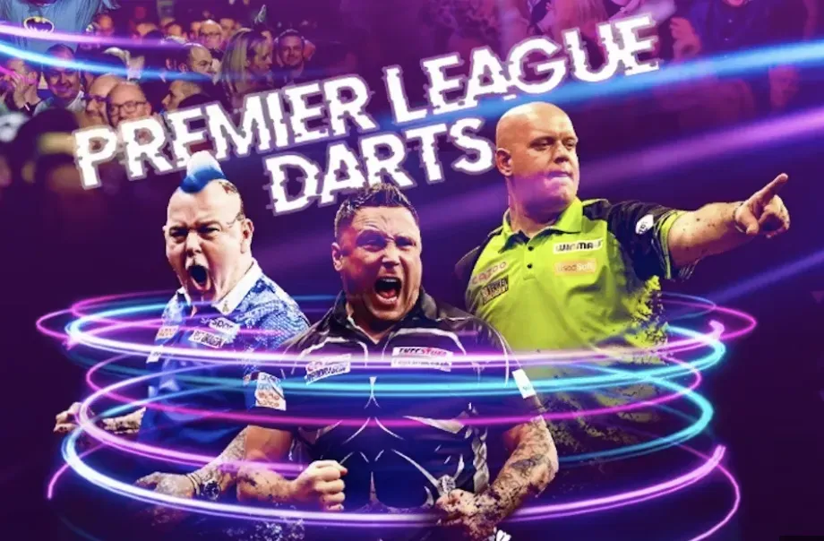 Premier League Darts - Banner with players celebrating.