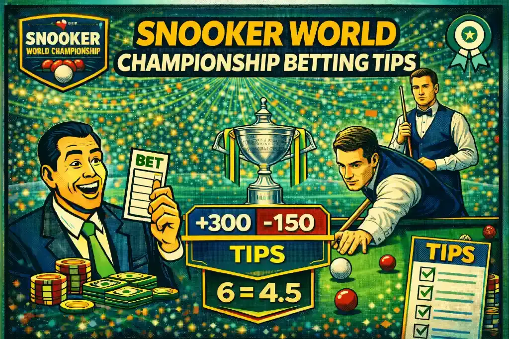 Snooker - Banner with betting tips and players.