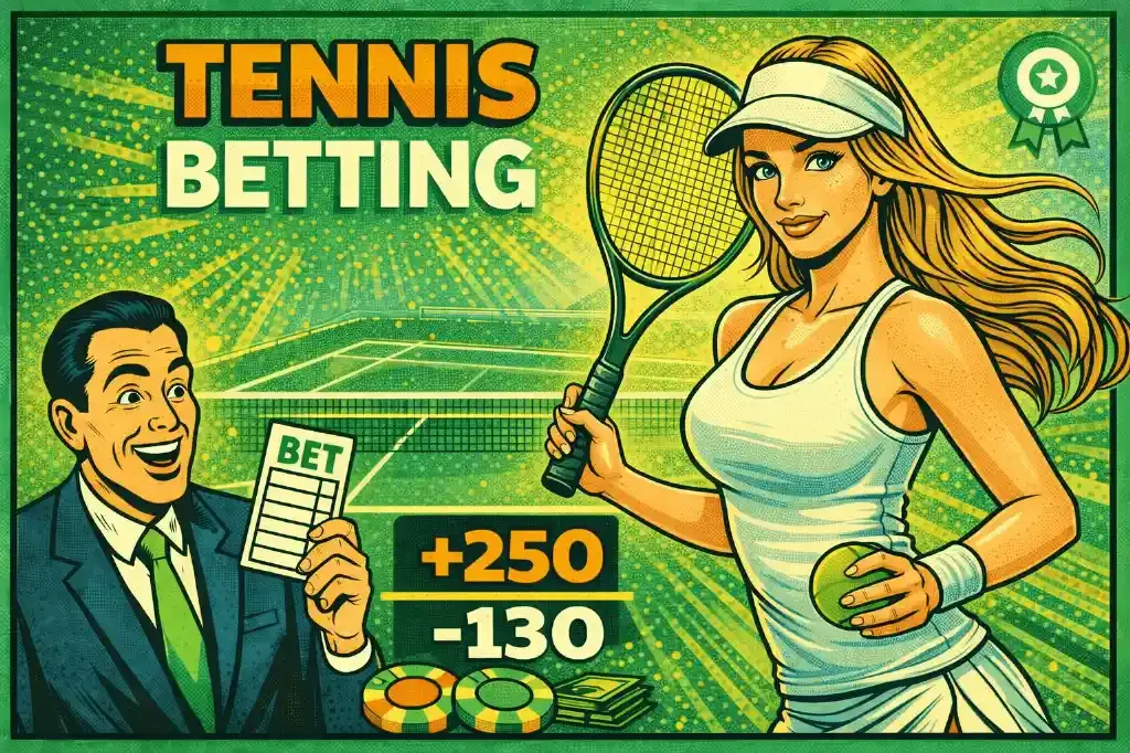Tennis Betting - Banner with players and odds.