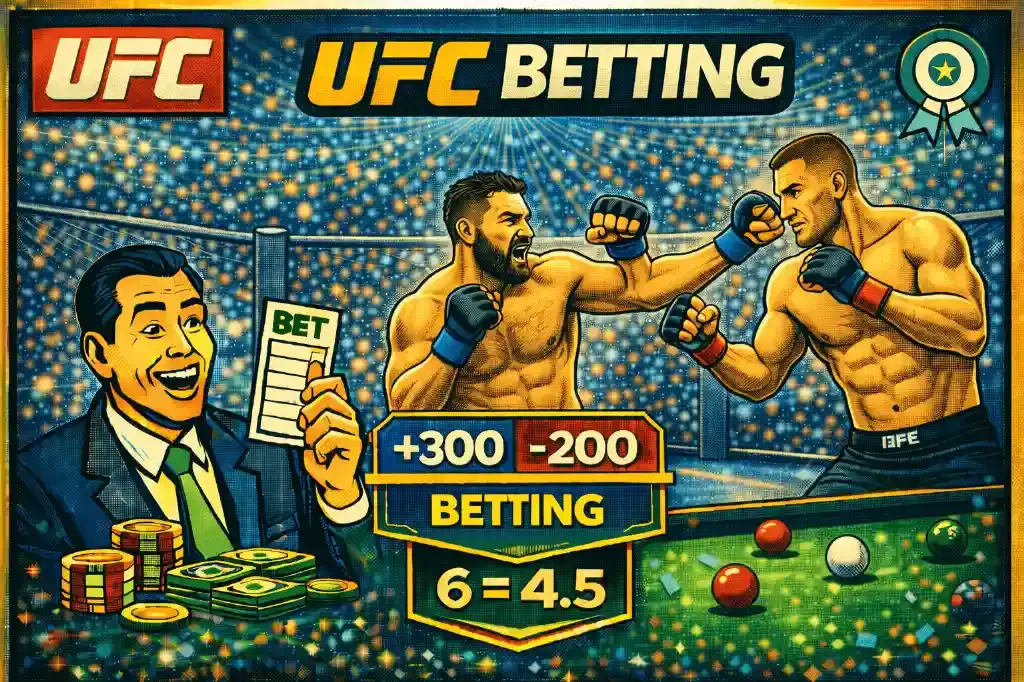 UFC - Banner with betting odds and fighters.