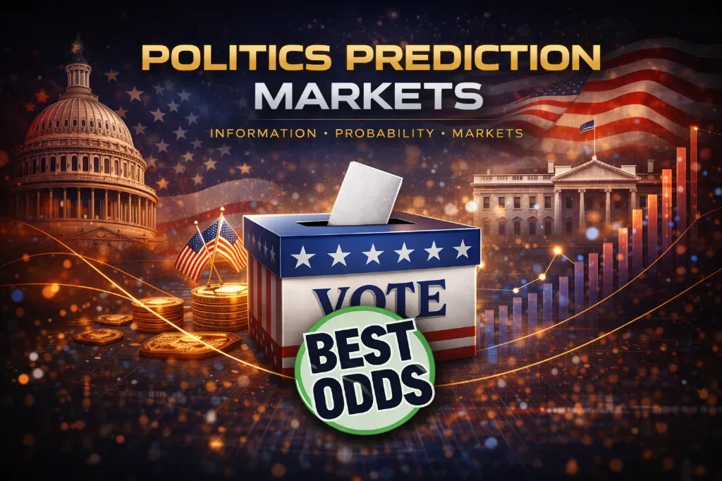 Politics Prediction Markets - Banner with voting box.