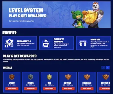 Cazino loyalty program - Banner with rewards details.