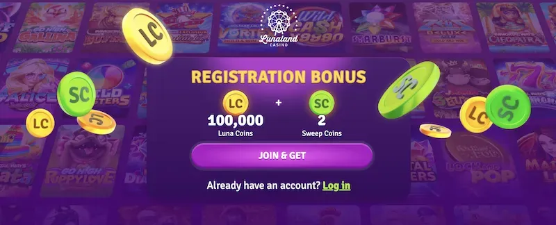 LunaLand welcome bonus