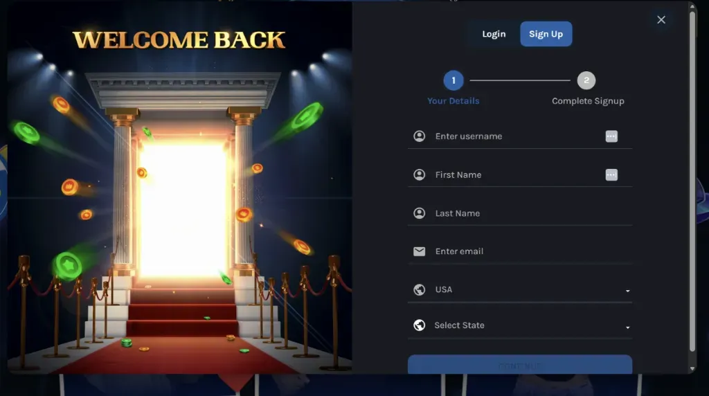 SpinQuest - Signup banner with a welcoming portal.