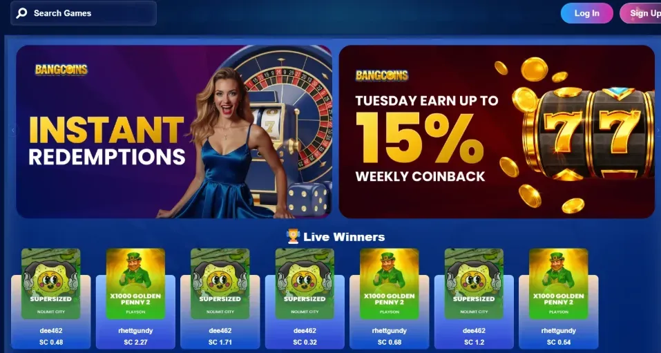 Bangcoins - Dashboard with instant redemptions.