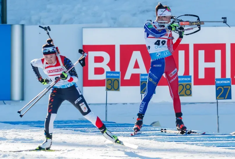 Biathlon - Action photo with two competitors.