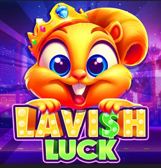 Lavish Luck - Logo with a cheerful squirrel.