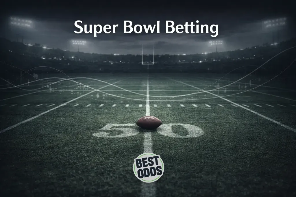 Super Bowl Betting - Banner with football field.