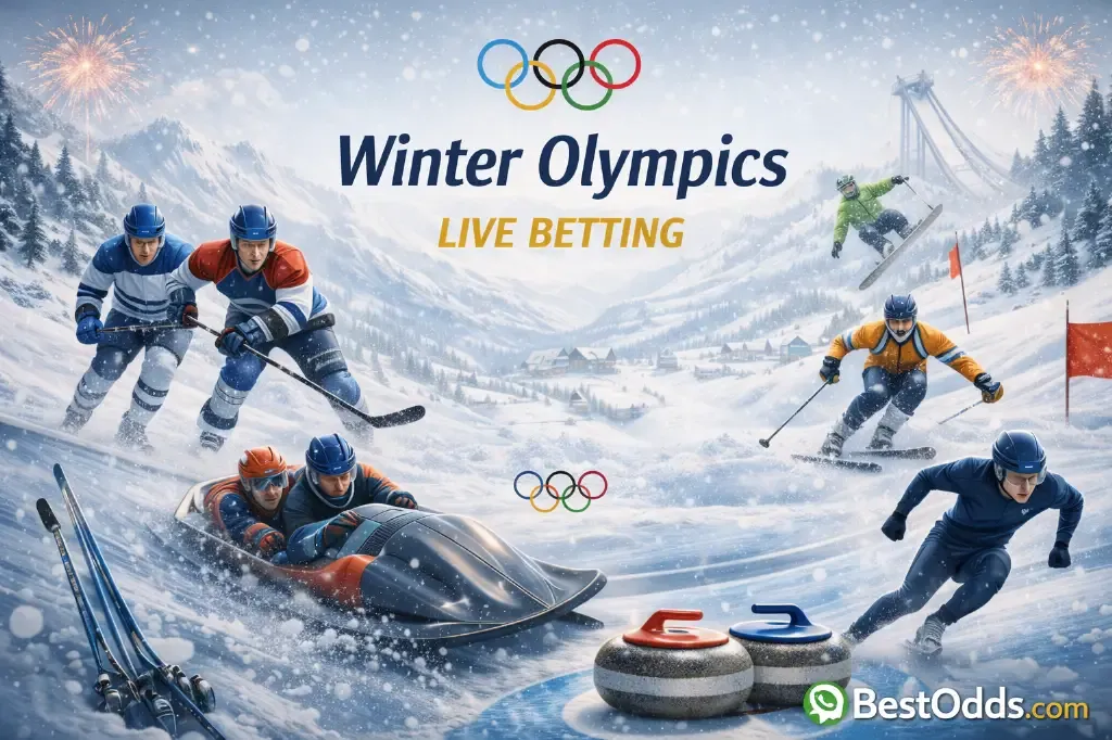 BestOdds - Banner with Winter Olympics live betting.