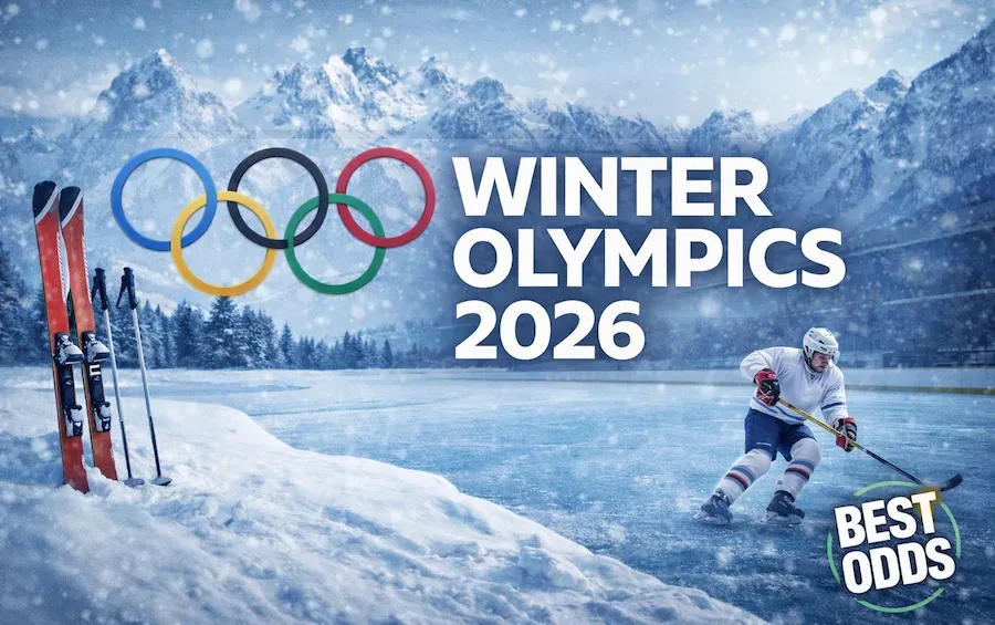 Winter Olympics 2026 - Banner with snowy landscape.