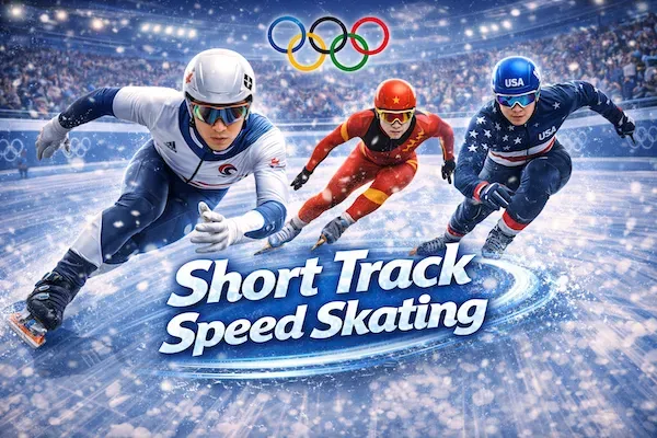 Winter Olympics - Banner with Short Track Speed Skating