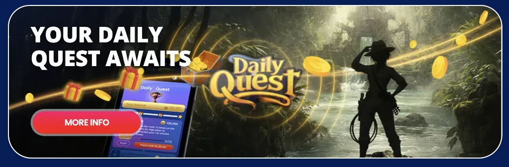 Coinz Quests - Banner with explorer silhouette.