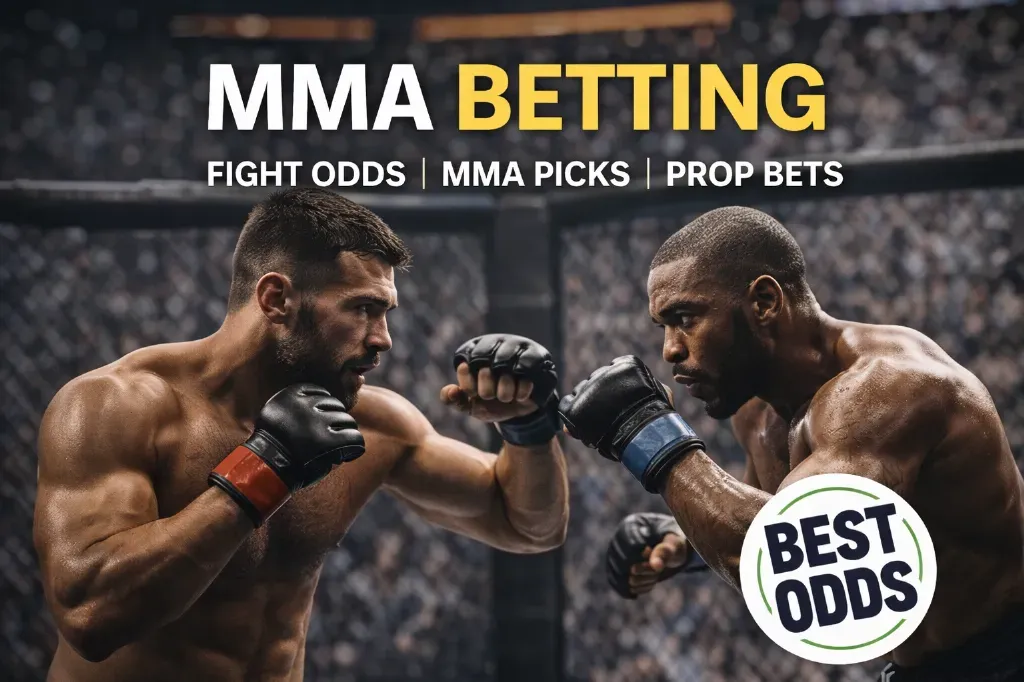 MMA Betting - Banner with fighters in action.