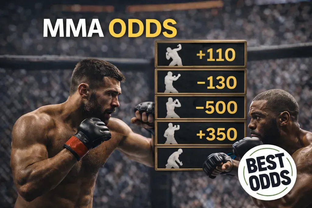 MMA Odds - Banner with fighter statistics.