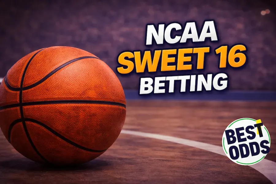 NCAA Sweet 16 Betting - Banner with basketball.