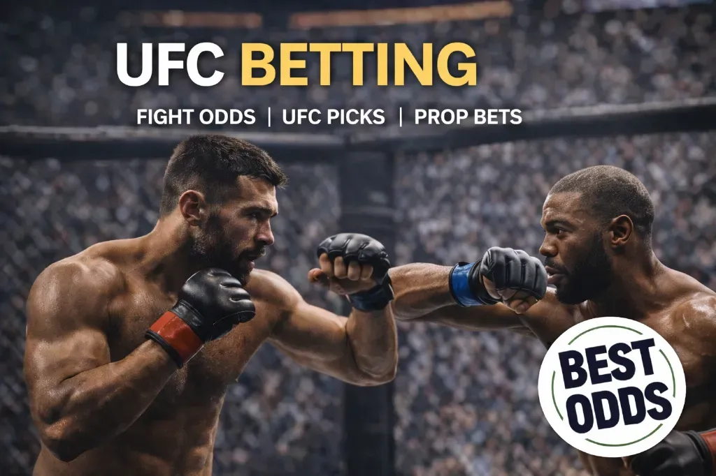 UFC - Banner with fight odds and betting info.
