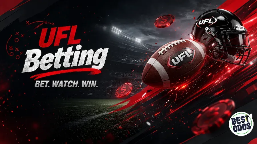 UFL Betting - Banner with football and helmet.
