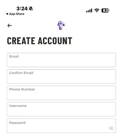 Wanna Parlay - App screenshot with account form.