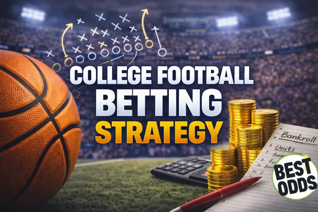 College Football Betting Strategy - Banner with odds and strategy elements.