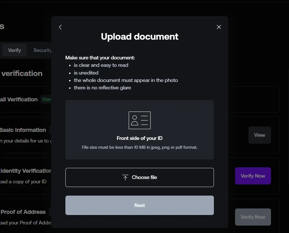 Image 6 - Upload document banner with ID upload instructions.