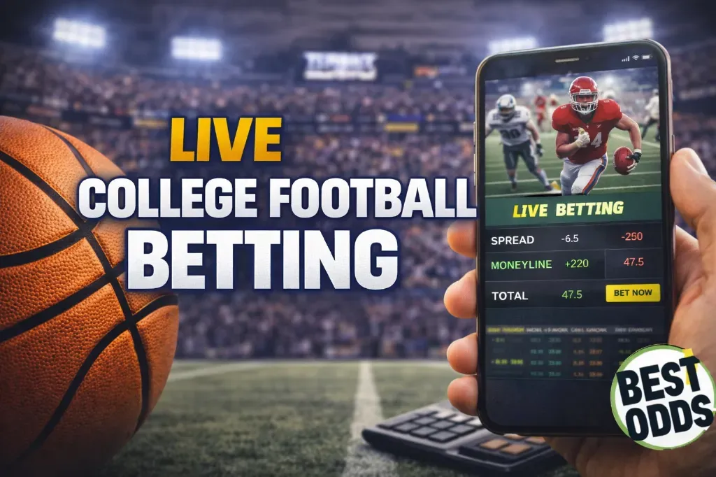 Live College Football Betting - Banner with odds display.