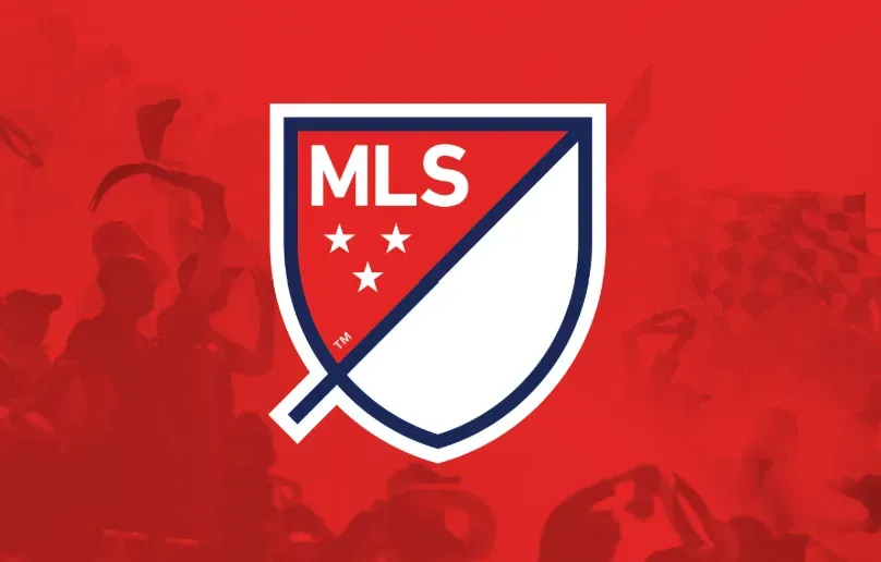 MLS - Logo with red background and stars.