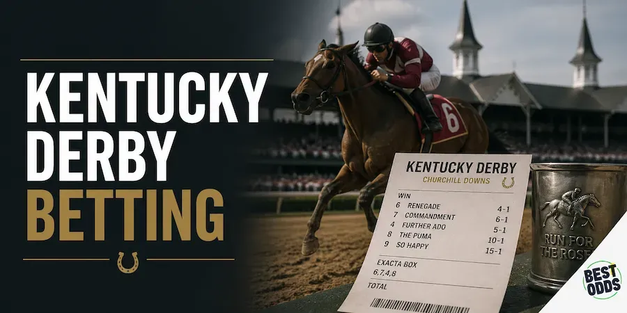 Kentucky Derby Betting - Banner with horse racing odds.