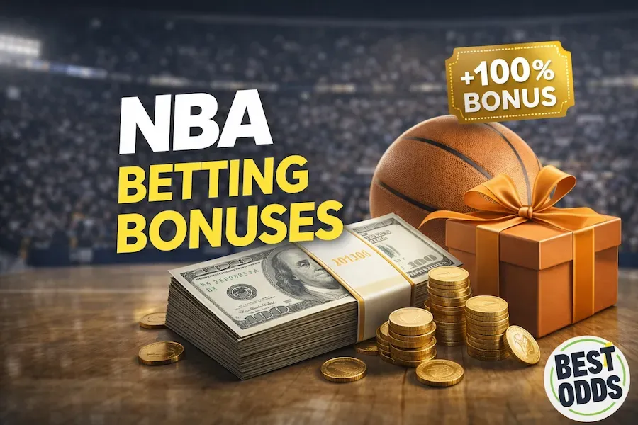 NBA Betting Bonuses - Banner with money and gifts.