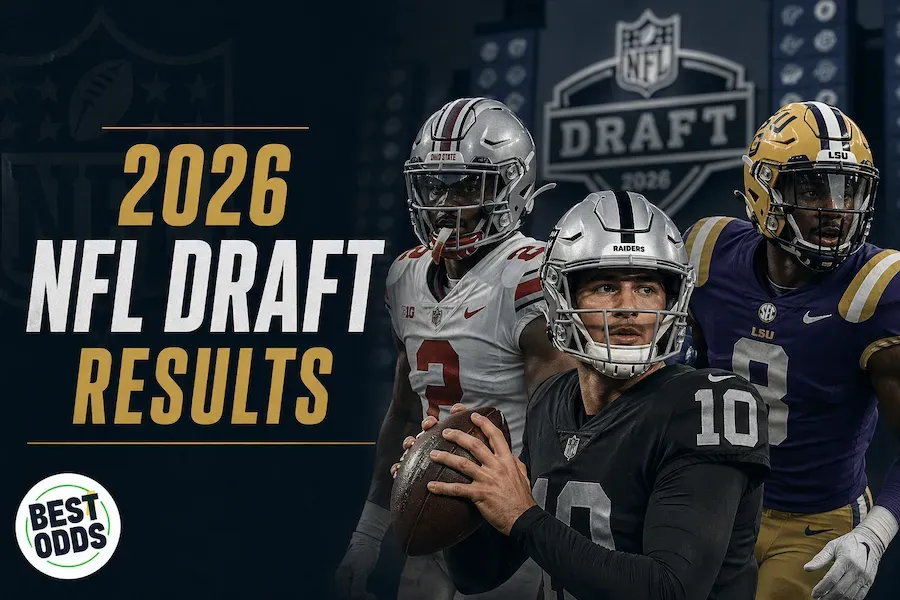 NFL Draft Results - Banner with 2026 highlights.