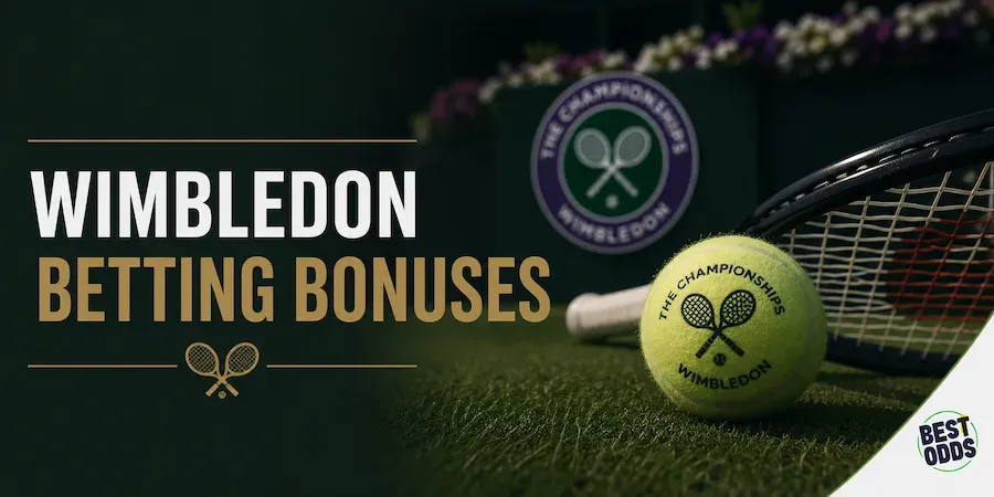 Wimbledon Betting Bonuses - Banner with tennis ball.