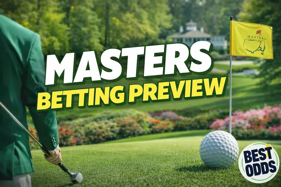 Masters Betting - Banner with golf scene.