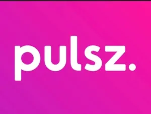 Pulsz - Logo with pink gradient background.