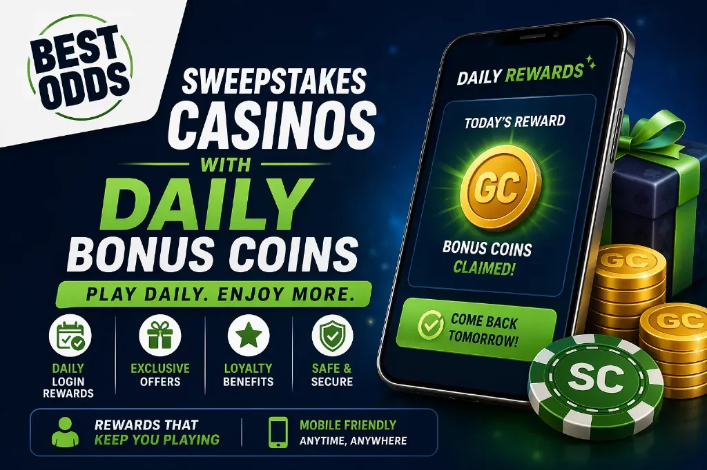 Best Odds - Banner with daily bonus coins.