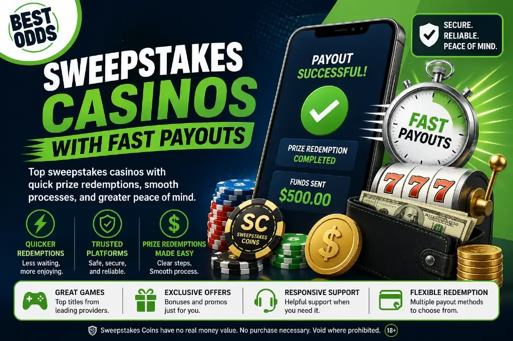 Sweepstakes Casinos - Banner with Fast Payouts