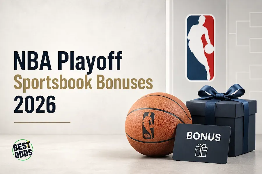 NBA Playoff Sportsbook Bonuses - Banner with basketball and gift box.