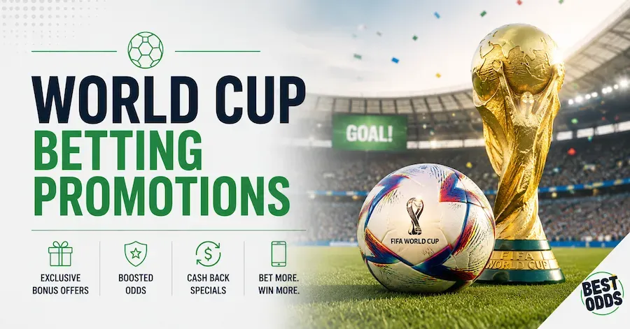World Cup Betting Promotions - Banner with trophy and ball.