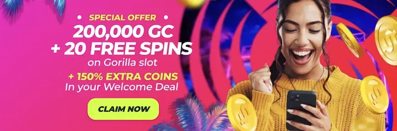 Free Spins Welcome Bonus - Banner with special offer.