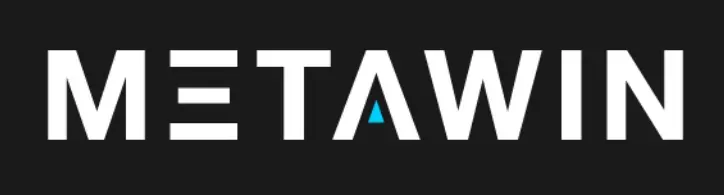 Metawin - Logo with a black background and blue accent.