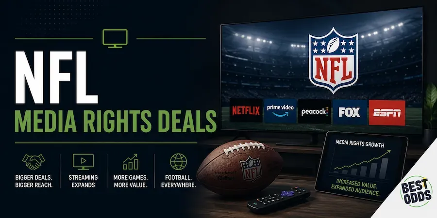 NFL - Banner with media rights deals and logos.