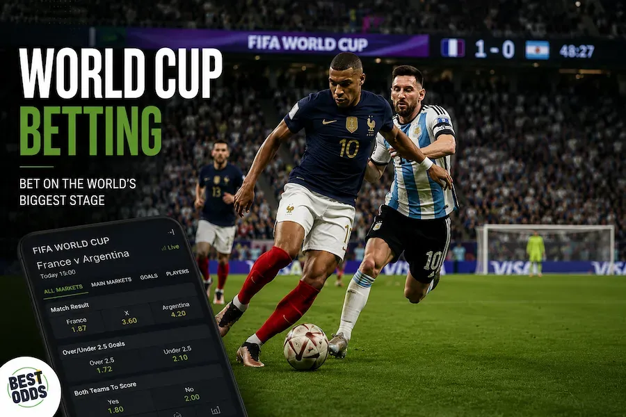 World Cup Betting - Banner with match highlights.
